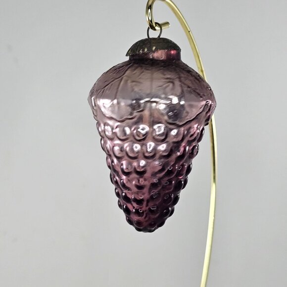Vintage Kugel Style Grape Cluster Shaped Purple Glass Christmas Ornament - Picture 4 of 8